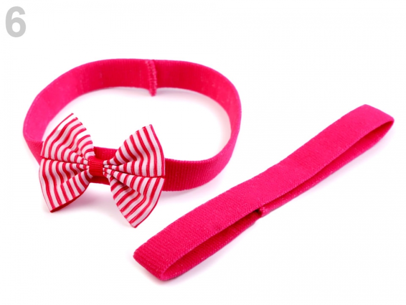 E-shop Sada detských elastických čeleniek s mašľou 2ks - ružová ostrá